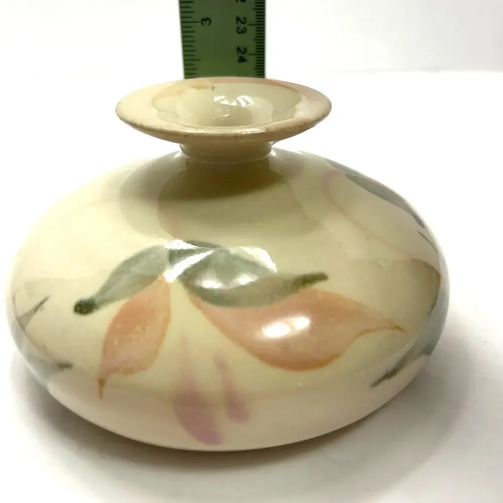 Vintage 1950's J Tury Handpainted Pastel Floral Pottery‎ Bud Vase Signed